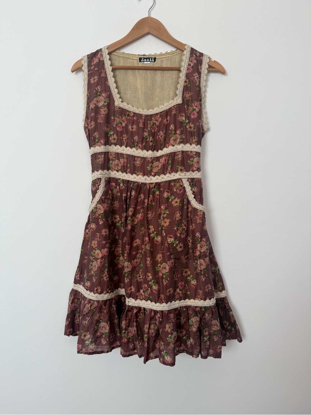 Prairie Floral Cottagecore Dress Size S Lace Trim Rose Print Boho Romantic - Picture 5 of 10